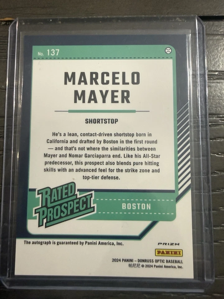 2024 Panini Donruss - Optic Rated Prospects Marcelo Mayer #137 Signatures - Image 2 of 2