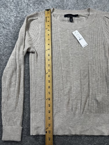 NWT ($85) WHITE HOUSE BLACK MARKET Cashmere Blend Beige Crewneck Sweater Medium - Picture 5 of 9