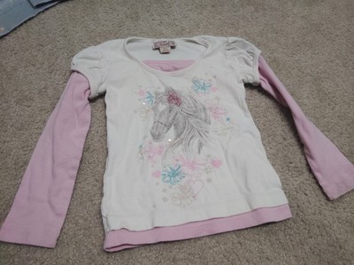 Vintage Y2K Horse Shirt Bling Girls Size 5 By Knitworks
