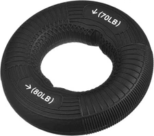 uxcell Hand Grip Strengtheners, 3.07" 70-80 Lbs Silicone Rings Fingers Black 