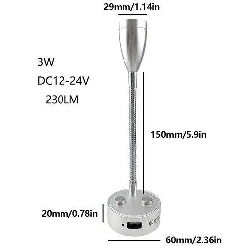 2x 12V LED Pared Spot Luz de lectura Interruptor táctil Barco Autocaravana Lámpara de lectura - Imagen 14 de 16