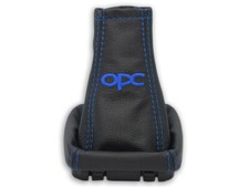 SCHALTMANSCHETTE FÜR OPEL MERIVA A 03-10 SCHALTSACK LEDER STICKEREI opc BLAU