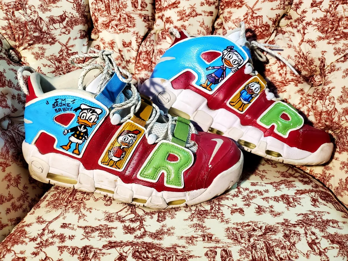 Custom Painted Nike Air More Uptempo Men s 11.5 Disney Donald