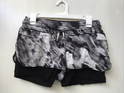 Blanc Noir Shorts  Black Gray Pockets 2-in-1 Layered Women s Size S Small
