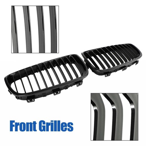 FOR BMW 1 SERIES F20 F21 2015-19 GLOSS BLACK FRONT KIDNEY TWIN GRILL GRILLE UK - Picture 9 of 13