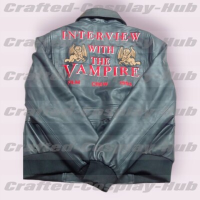 Handmade Interview with The Vampire Crew Black Leather Jacket for