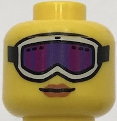 Lego New Yellow Minifigure Head Female Glasses w/ White Ski