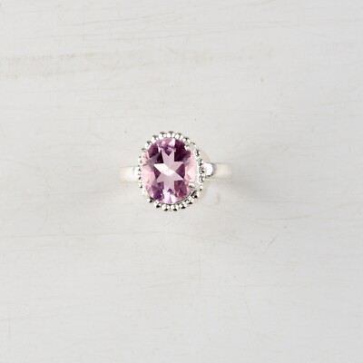 Natural Morganite Gemstone 925 Sterling Silver Unique Jewelry Ring Gift For Wife