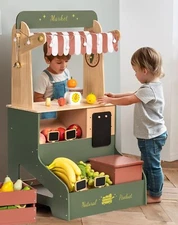 Robud Wooden Grocery Store Playset Play Store Starlight Market Playset for 3+