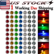 3/4" Round Bullet LED Side Marker Lights with Chrome Bezel 12V Truck Trailer RV