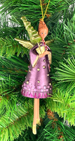 Christbaumschmuck Engel In Einem Lila-Goldenen Kleid Mit Einem BäUmchen 15Cm