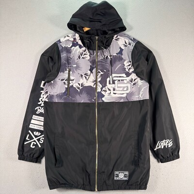 Lotuss Cut & Sew Floral Windbreaker Jacket Adult Large Black Blessed Trademark
