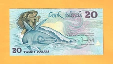 COOK ISLANDS-20 DOLLARS-1987-PICK 5a-S/N CAS 002941 , BECOMING SCARCE , UNC .