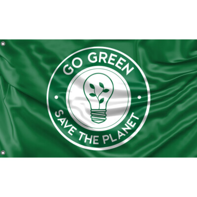 Go Green Save The Planet Flagge einzigartiges Design, 3x5 Fuß/90x150 cm Größe EU Made