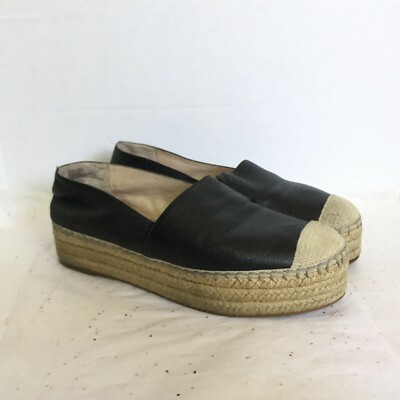 Caslon Black Leather Collins Platform Espadrille Sneaker Size