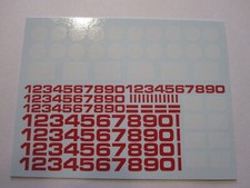 Decal sheet with RED Numbers 1/64 scale AFX Tyco Lifelike Autoworld