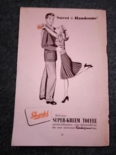 Tv1 Ephemera 1940s advert sweet & handsome sharps super kreem toffee 