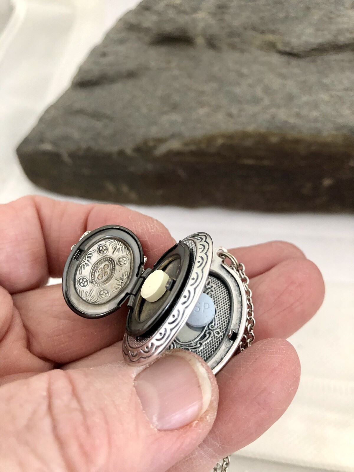 Tree Of Life Double Locket Necklace, Vintage Antique Silver Family Photo Pendant