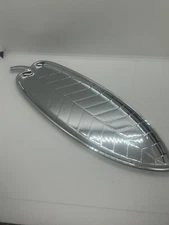 Shiny Metal Leaf Design Condiment Pastry Tray Plate 14 ½” x 5”