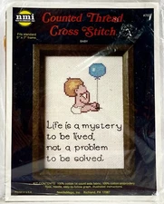 NEW 1980s Needle Magic Inc Baby 703 Counted Cross Stitch Kit 5x7 Vintage 16235