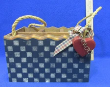 Picnic Utensil Napkin Caddy Holder Wooden Hand Crafted Organizer Patio Deck 