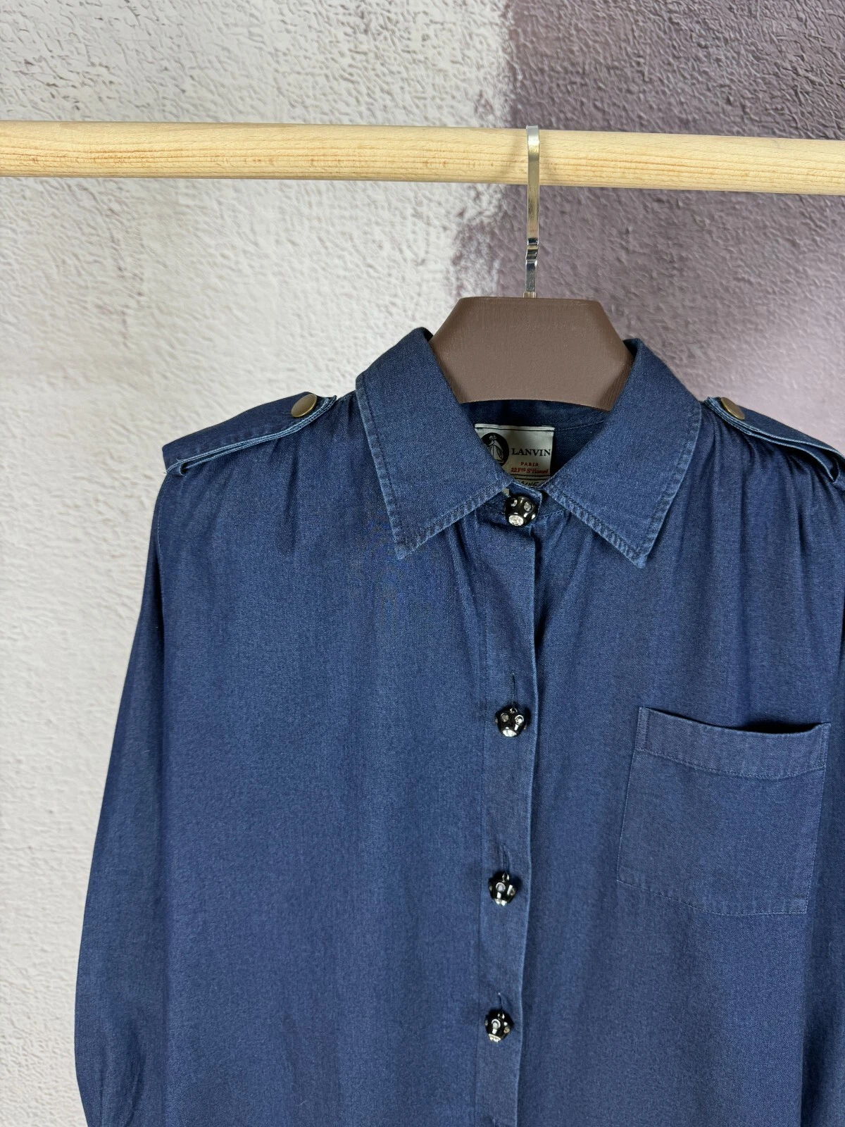 Abito tunica camicia lunga cotone blu Lanvin x Acne Studios