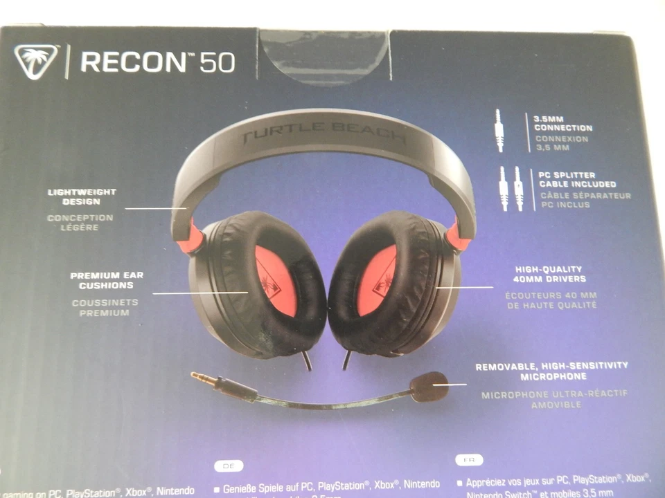Turtle Beach Recon 50 Wired Gaming Headset PC Xbox PlayStation Nintendo Blk/Red - Image 4 of 4