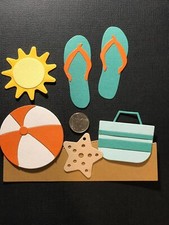 1 Beach Set Handmade Paper Die Cut Scrapbooking / Card Embellishment