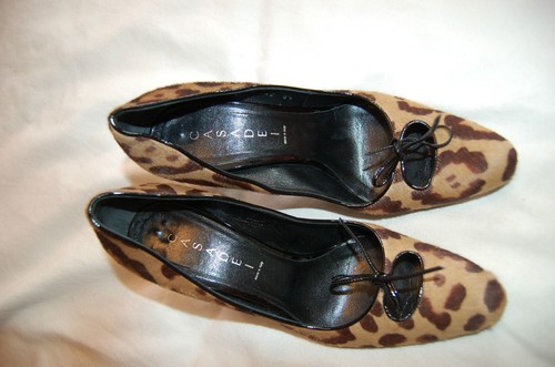 Casadei Womens Shoes Leopard Calf Hair Heels Pumps Size 8 1/2 B Stiletto Bow - Picture 2 of 12