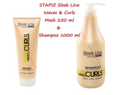 STAPIZ Sleek Line WAVES & CURLS Mask 250ml & Shampoo 1000ml - Seidenproteine für Wellen