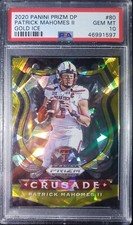 2020 PATRICK MAHOMES II /7 GOLD ICE PANINI PRIZM DP CRUSADES PSA MINT 10 CARD