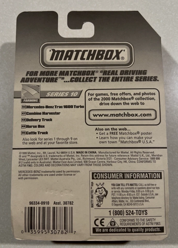 2000 Matchbox Combine Harvester #47  Green w/ Yellow Roller - Image 2 of 2