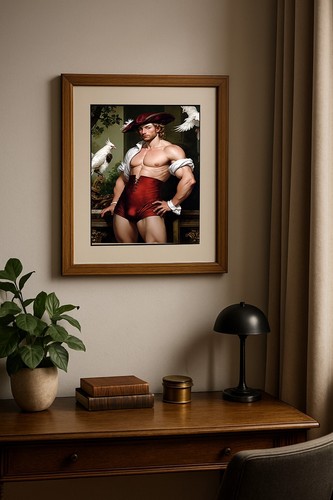 Baroque sensual youth shirtless – gay art print - period costume - LGBT - 2328 - Picture 2 of 2