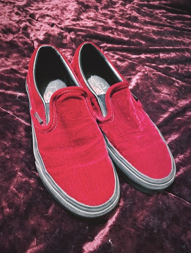 red velvet platform vans