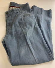 MEYER TROUSERS JEANS 36 W 32 L INDIGO BLUE Enzyme Wash Buckle Closure Straight