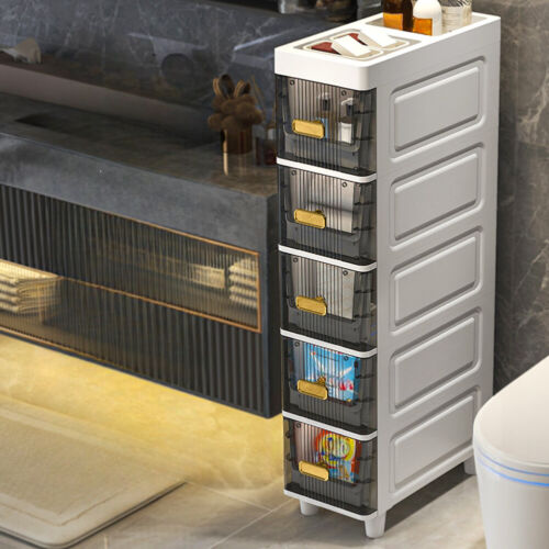 Narrow Toilet Drawer 4/5 Tier Bathroom Crevice Cabinet Restroom Storage Cabinet - Picture 4 of 18