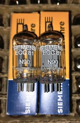 2 x SIEMENS ECC81 12AT7 Tubes - Image 1 of 3