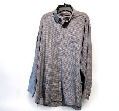 Mens XL Greg Norman Collection Button Down Long Sleeve Shirt Soft Charcoal Beige