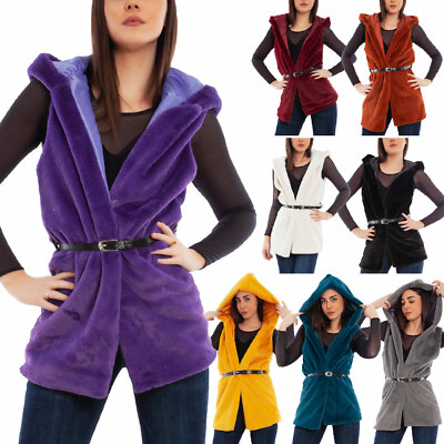 TOOCOOL VB-8956 Women's Faux Fur Hooded Cardigan Jacket Vest