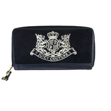 Vintage Juicy Couture Wallet Black Crown Velour Scottie Long Y2K Card ID 8" x 4"
