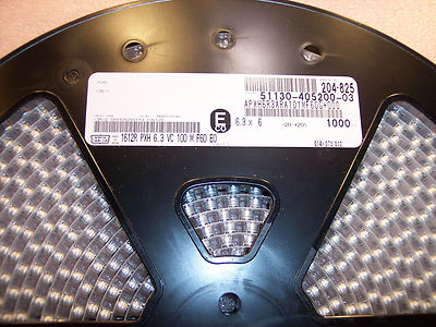 QTY (1000) 100uf 6.3V 125' SMD SUPER LOW ESR SOLID POLYMER APXH6R3ARA101MF60G