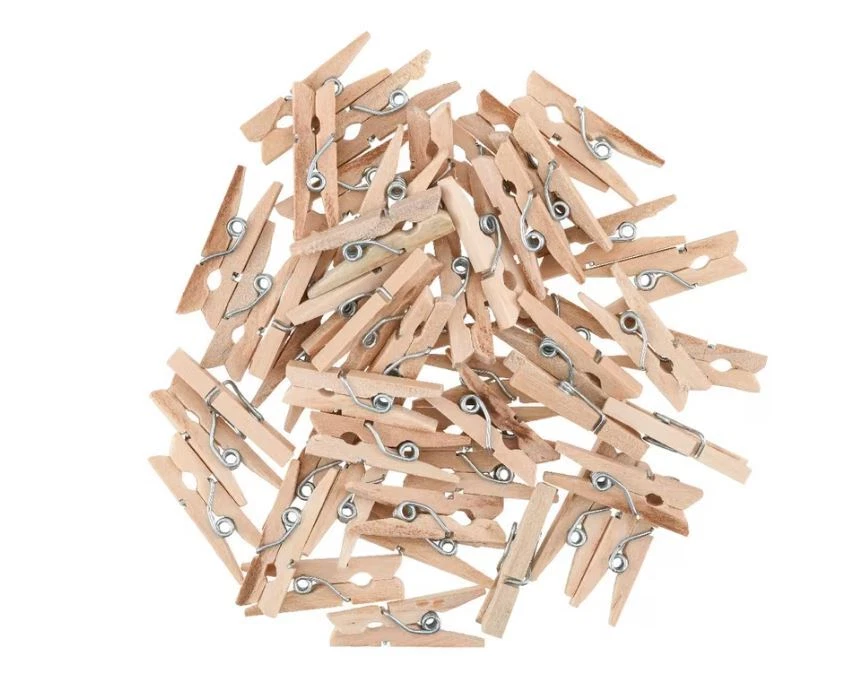 25mm MINI WOOD WOODEN PEGS NATURAL CRAFT WEDDING CLOTHES PIN LINE PHOTO BABY - image 2 of 4