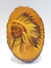 Vintage Wall Wood Slab plaque Print “KX  82 Indian Chief