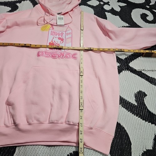 New Hello Kitty Strawberry Milk Hoodie Sweatshirt Pink Adult Size XL Womens Mens - Picture 8 of 9