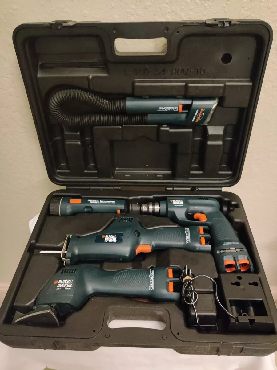 Black Decker VersaPak Power Tool Set 5 Tools Charger Case NEEDS BATTERIES