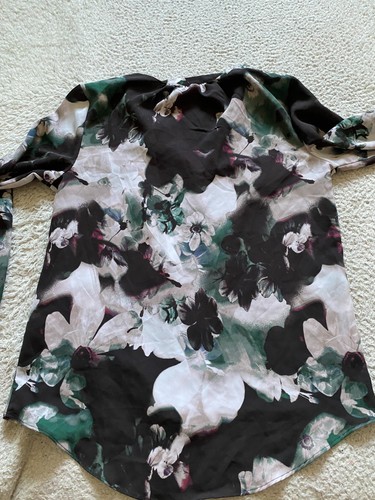 JLO Women Floral Sheer Long Sleeve Henley Blouse Multicolor Size S - Picture 8 of 8