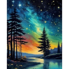 Starry Sky Paint by Numbers for Adults - Starry Night Paint by Number on Canvas