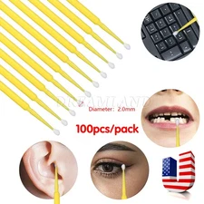 100 Microbrush Micro Brush Applicator Tips Regular Yellow 2.0 mm