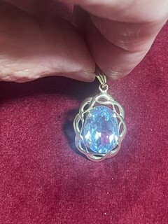 Splendide Pendentif En Argent Massif Et Doré Et Pierre Bleu