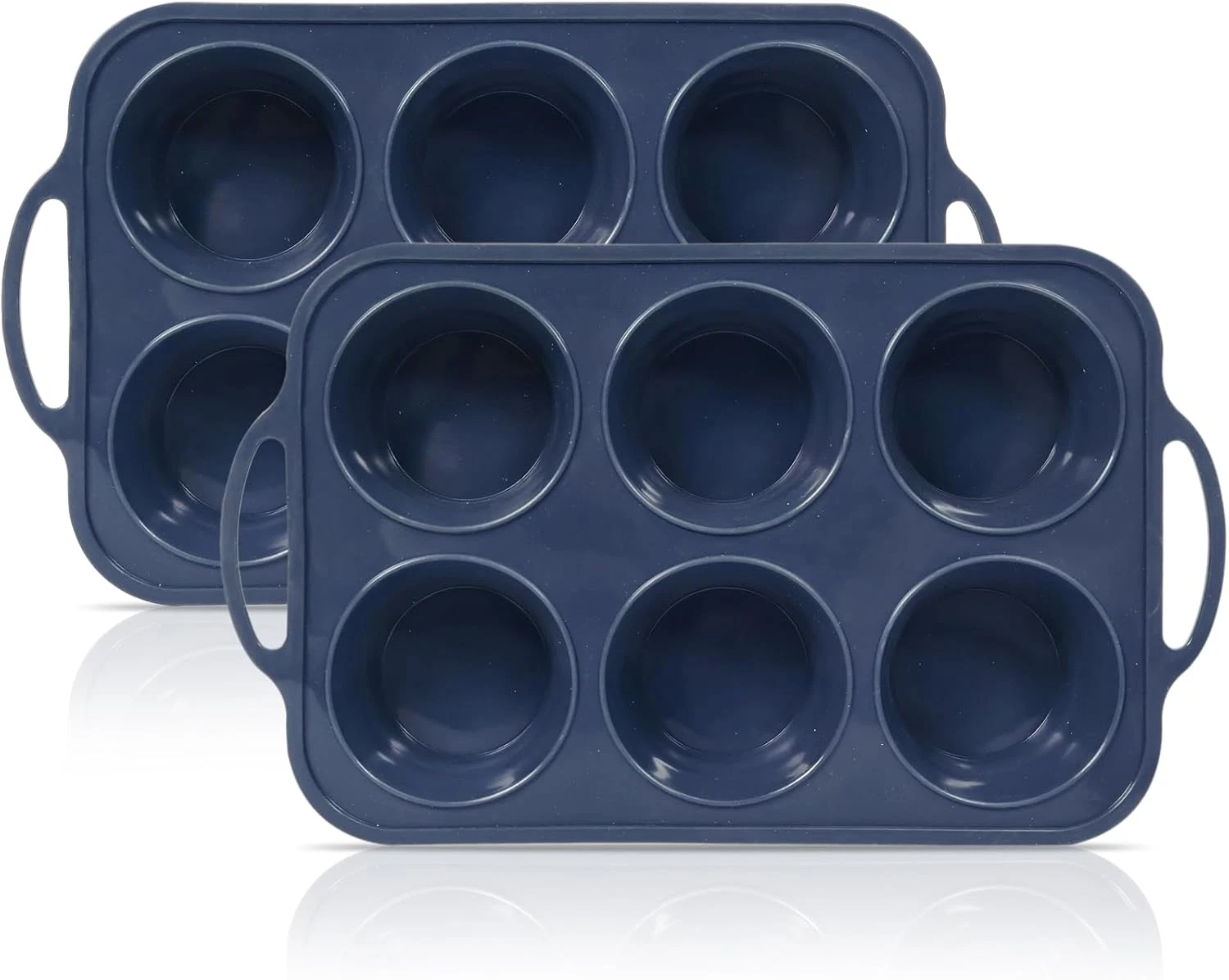 2 Pack Jumbo Silicone Muffin Pan with Metal Frame, Non Stick Silicone Cupcake Pa